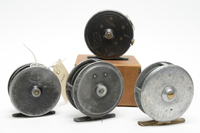 Lot 581 - Four fishing reels, by A. Carter & Co, London