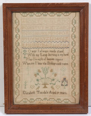 Lot 771 - A Georgian verse sampler by Elizabeth Teasdale