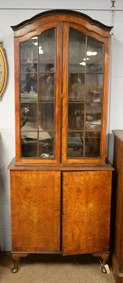 Lot 111 - A 1930's burr-walnut glazed display cabinet
