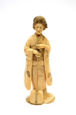 Lot 486 - Japanese ivory okimono Bijin