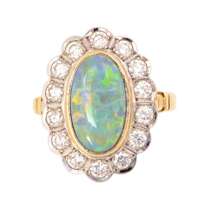 Lot 120 - An opal and diamond cluster ring