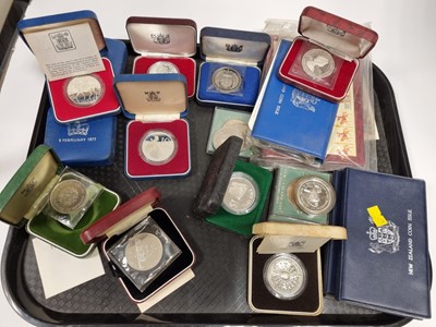 Lot 133 - A selection of silver crowns and other coins