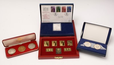 Lot 884 - Cased sets of royal commemorative silver ingots and medallions