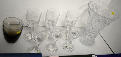 Lot 272 - Six Baccarat wine glasses; and other glass items.