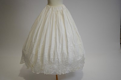 Lot 797 - An 1850s white cotton petticoat with crown motif