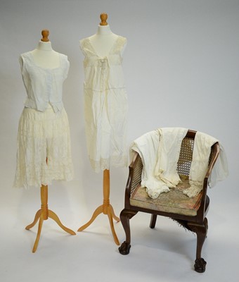 Lot 799 - Victorian cotton and silk undergarments