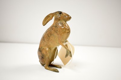 Lot 340 - A cold painted bronze figure of a hare.