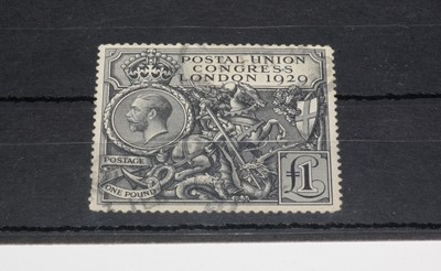 Lot 855 - GB GV 1929 Postal Union £1 black