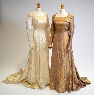 Lot 812 - A 1930s amethyst and gold brocade organza evening dress