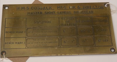 Lot 997 - Maritime tally plates from warships built in the North East