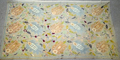 Lot 823 - An Edwardian couched silk wall hanging