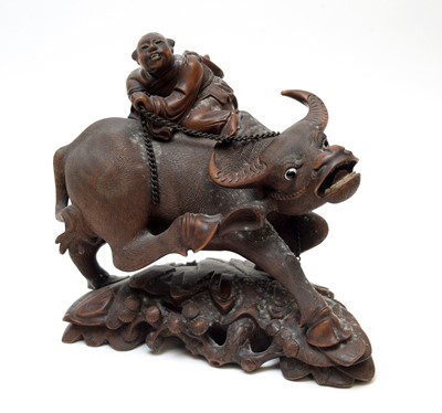 Lot 461 - Carved Chinese rootwood water buffalo