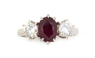 Lot 56 - A ruby and diamond ring