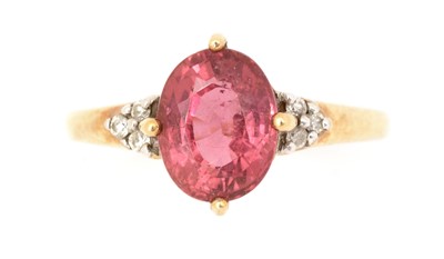 Lot 63 - A pink tourmaline and diamond ring
