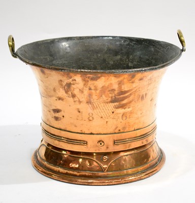 Lot 596 - Late 19th C copper two-handled coal bucket.