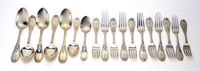 Lot 623 - A set of American sterling silver spoons and forks, by Tiffany & Co