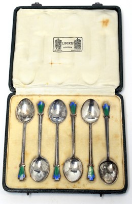 Lot 158 - Set of six silver Liberty & Co teaspoons