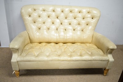 Lot 7 - Vanguard Furniture: Chesterfield-style leather upholstered sofa.