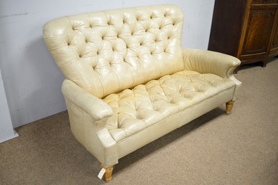Lot 7 - Vanguard Furniture: Chesterfield-style leather upholstered sofa.