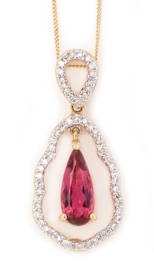 Lot 68 - A pink topaz and diamond pendant