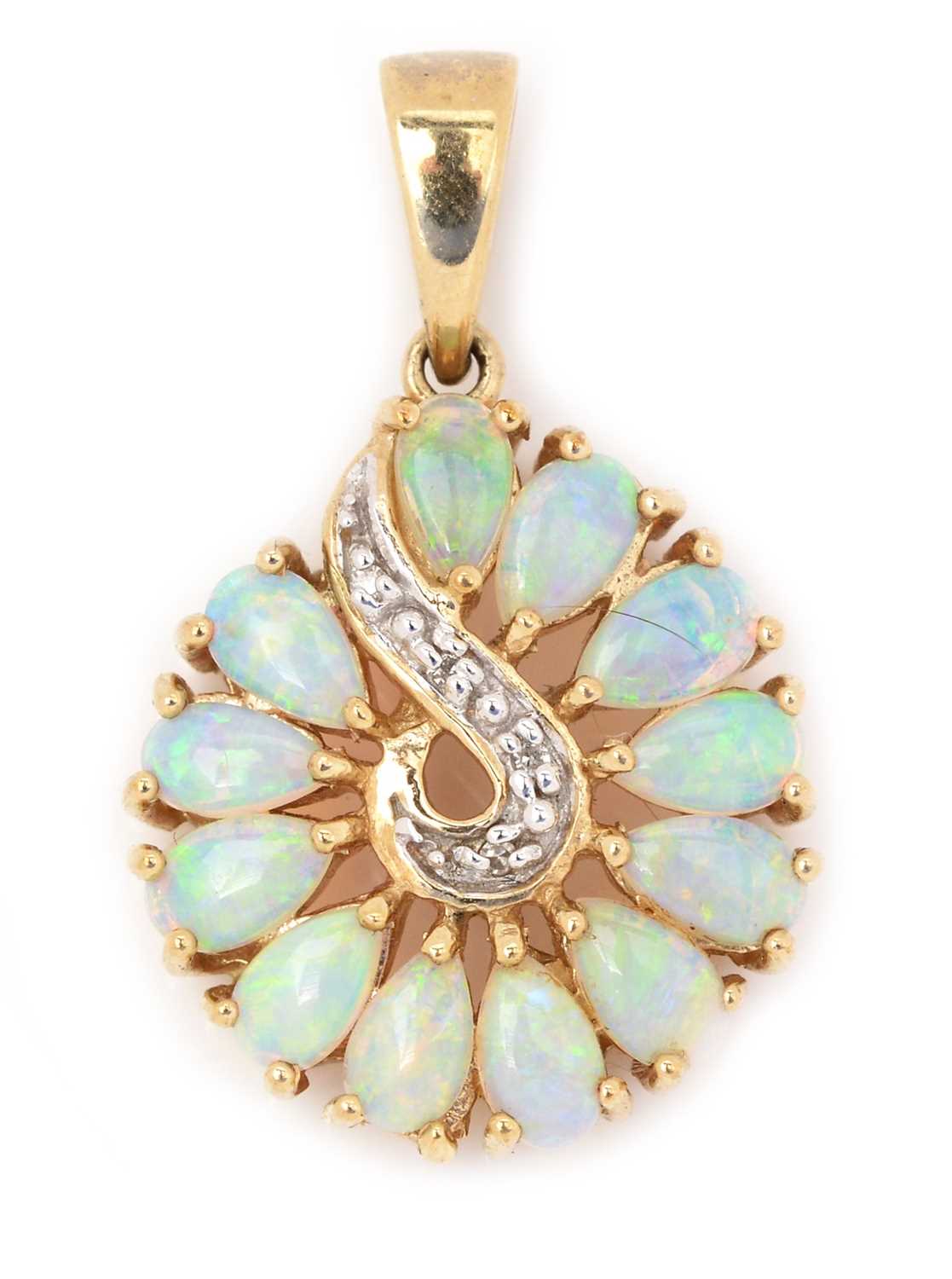 Lot 74 - An opal and diamond pendant