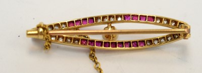 Lot 132 - A late Victorian ruby, diamond and pearl brooch