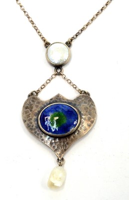 Lot 138 - A Scottish Arts and Crafts baroque and enamelled silver pendant