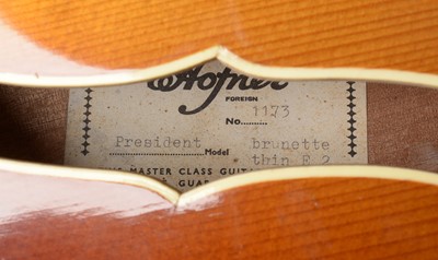 Lot 73 - Hofner  President  Brunette Thin E2 Guitar