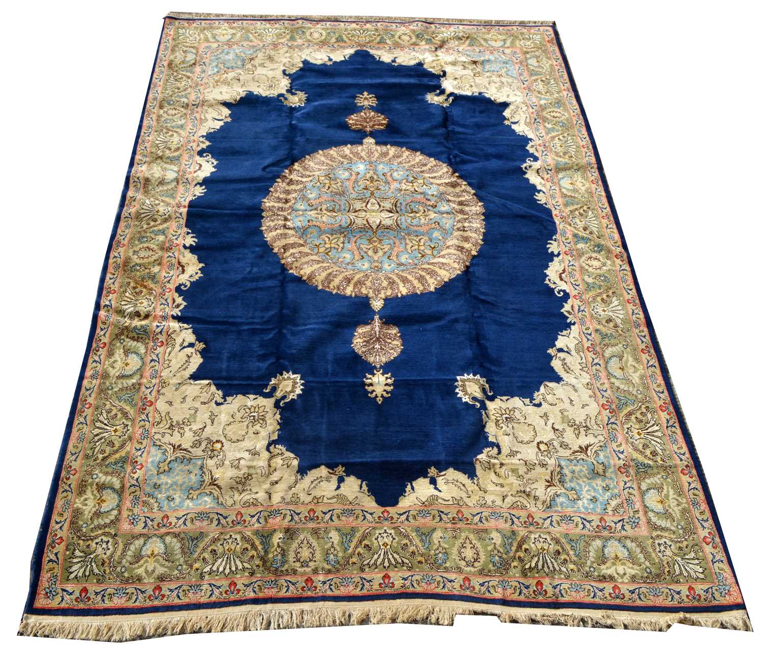 Lot 673 - A part silk Qum carpet