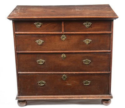 Lot 648 - 19th C oak chest of drawers.