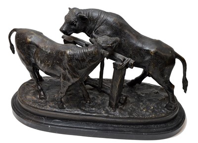 Lot 580 - After Pierre-Jules Mêne: a bronze group of cow and bull