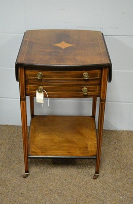 Lot 68 - A late-Victorian inlaid rosewood Pembroke work table