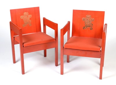 Lot 413 - A pair of Prince of Wales Investiture chairs, by Antony Armstrong Jones the Earl of Snowdon.