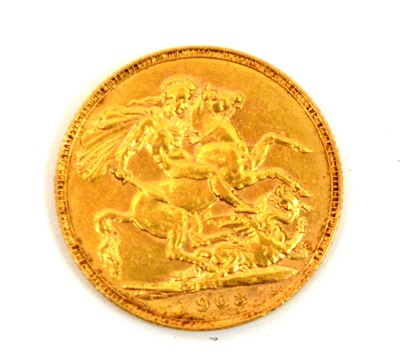 Lot 102 - An Australian Edward VII gold sovereign, 1903.