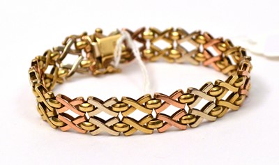 Lot 137 - A 9ct yellow, white and rose gold bracelet