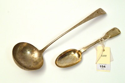 Lot 154 - Hester Bateman ladle, and a spoon.