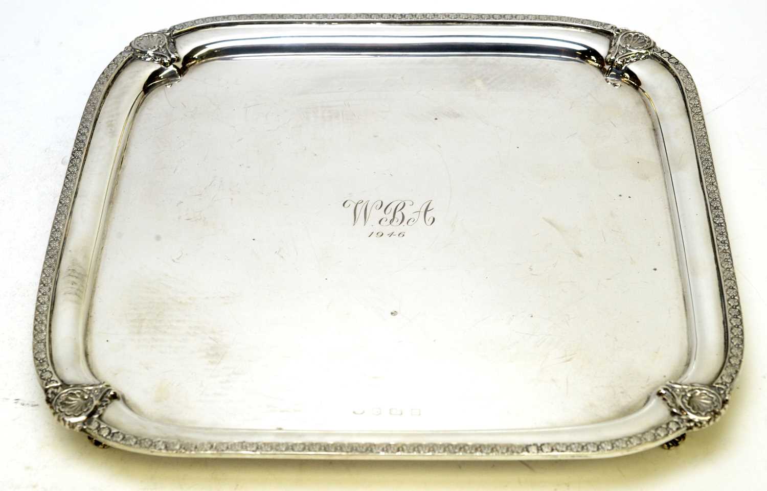 Lot 526 - An Edward VIII silver salver, by The Alexander Clark Manufacturing Co