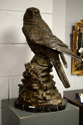 Lot 484 - A 20th Century bronzed sculpture of an eagle.