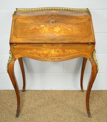 Lot 7 - A late-19th Century inlaid rosewood bureau de dame.