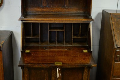 Lot 19 - Early 20th C oak bureau cabinet.