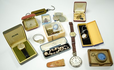 Lot 141A - A selection of wristwatches, pocket watches, and costume jewellery.