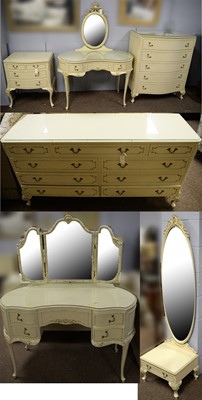 Lot 79 - Mid-Century cream and gold-painted bedroom furniture