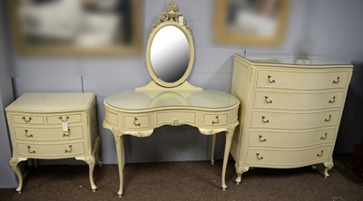 Lot 79 - Mid-Century cream and gold-painted bedroom furniture