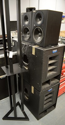 Lot 524 - Mackie speakers, subwoofers and stands