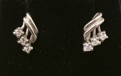 Lot 291 - Pair of diamond earrings.