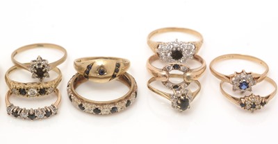 Lot 335 - Sapphire and white stone set rings