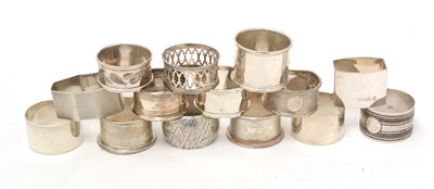 Lot 373 - Fourteen silver napkin rings