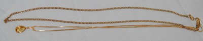 Lot 221 - A pear-shaped citrine pendant on chain and another chain