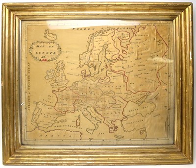 Lot 1276 - A Georgian silkwork map of Europe