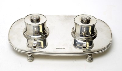 Lot 579 - A George V silver pen and ink stand, by Joseph Rodgers & Sons